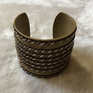 Wide Brass and Copper Bracelet